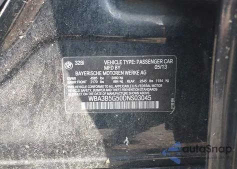 2013 BMW 328I xDrive z USA, uszkodzony, nr VIN WBA3B5G50DNS03045